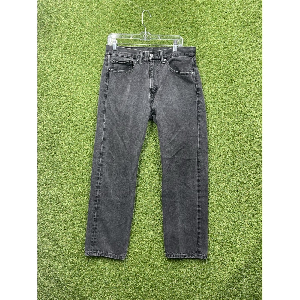 Levis 505 Jeans Mens 34x30 Black Faded Regular Fit Straight Leg Denim Pants Y2K